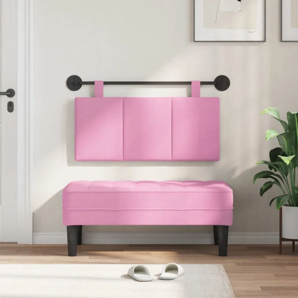 Lits & Accessoires-vidaXL Tête de lit suspendue Montage mural 90 x 55 x 5 cm tissu Rose