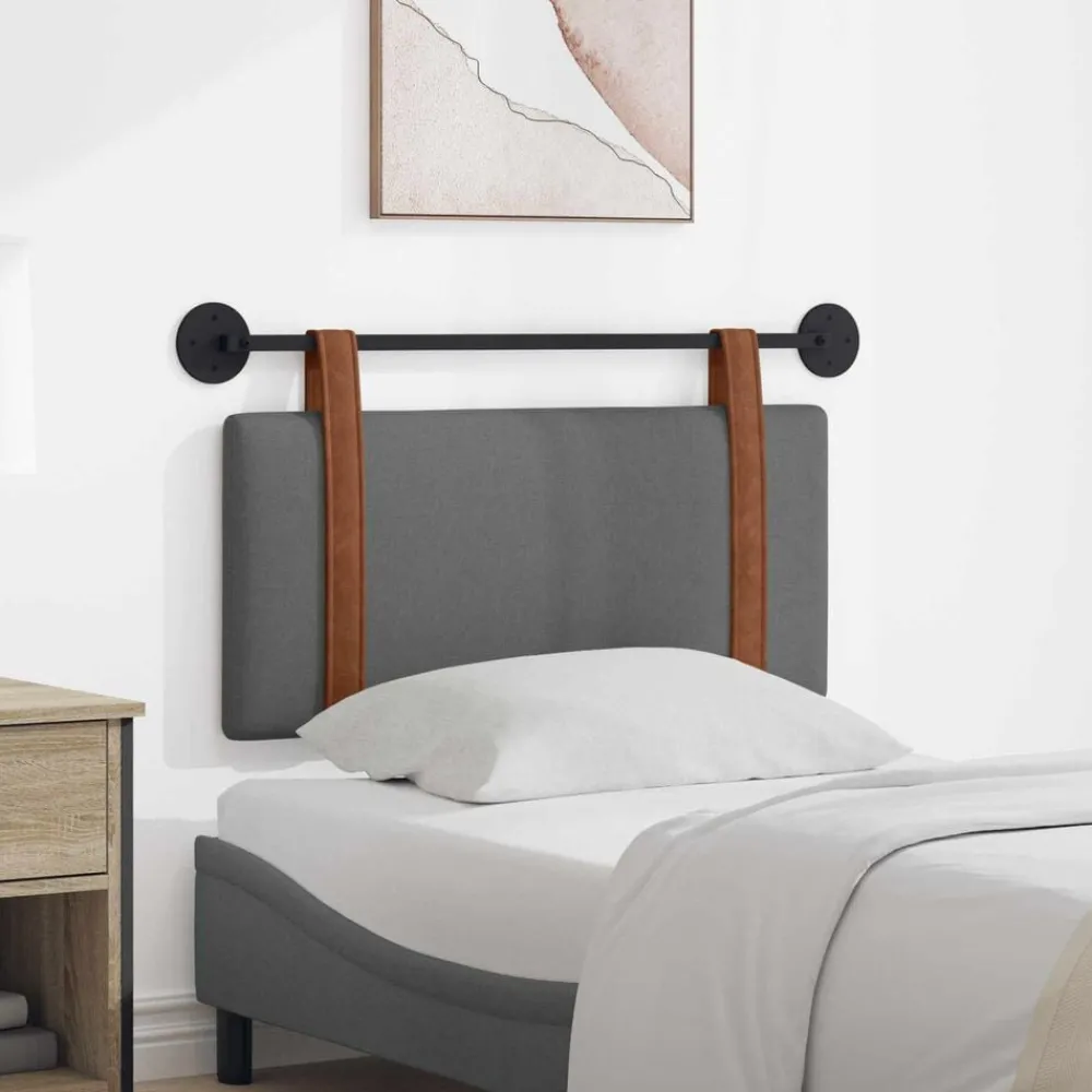 Lits & Accessoires-vidaXL Tête de lit suspendue Uni 90 x 55 x 5 cm PU antique Gris foncé
