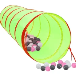 Jeux De Plein Air-vidaXL Tunnel de jeu pour enfants avec 250 balles Vert 175cm Polyester Multicolore 2