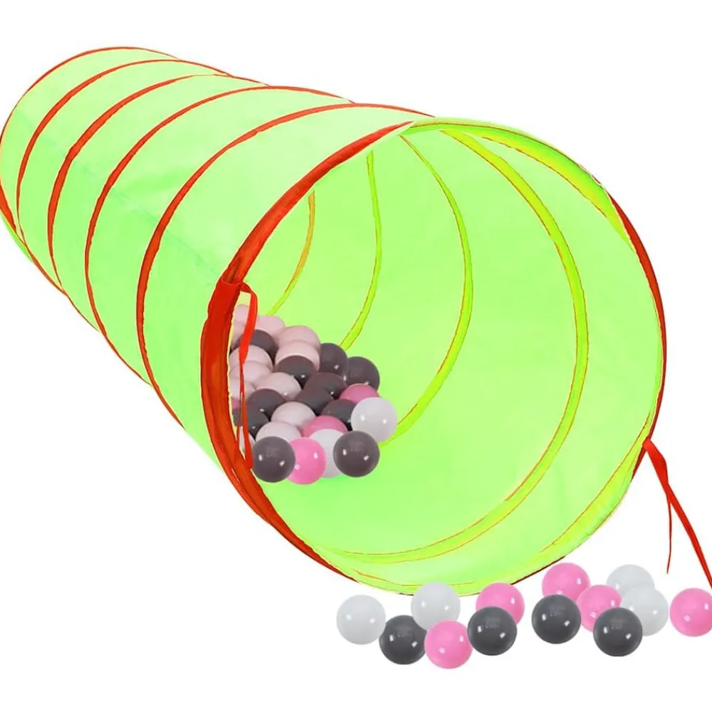 Jeux De Plein Air-vidaXL Tunnel de jeu pour enfants avec 250 balles Vert 175cm Polyester Multicolore 2