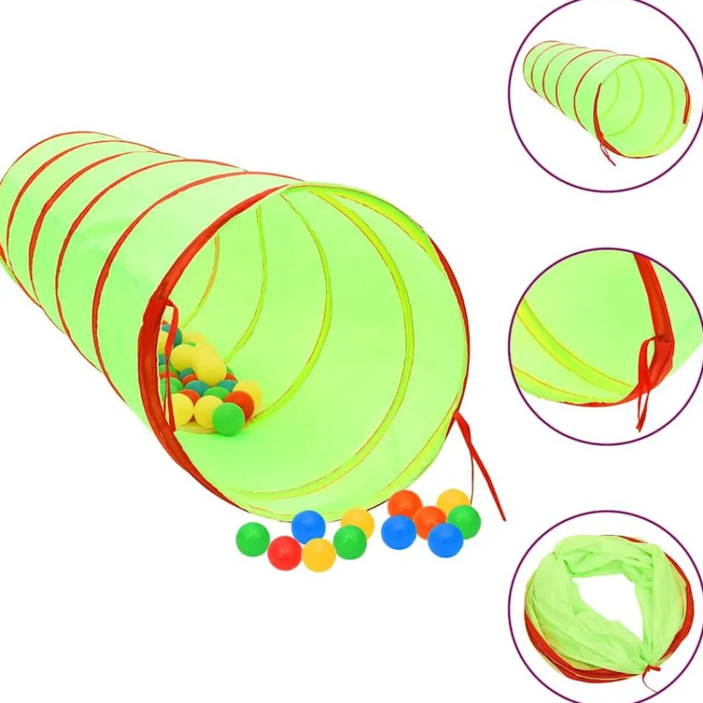 Jeux De Plein Air-vidaXL Tunnel de jeu pour enfants avec 250 balles Vert 175cm Polyester Multicolore