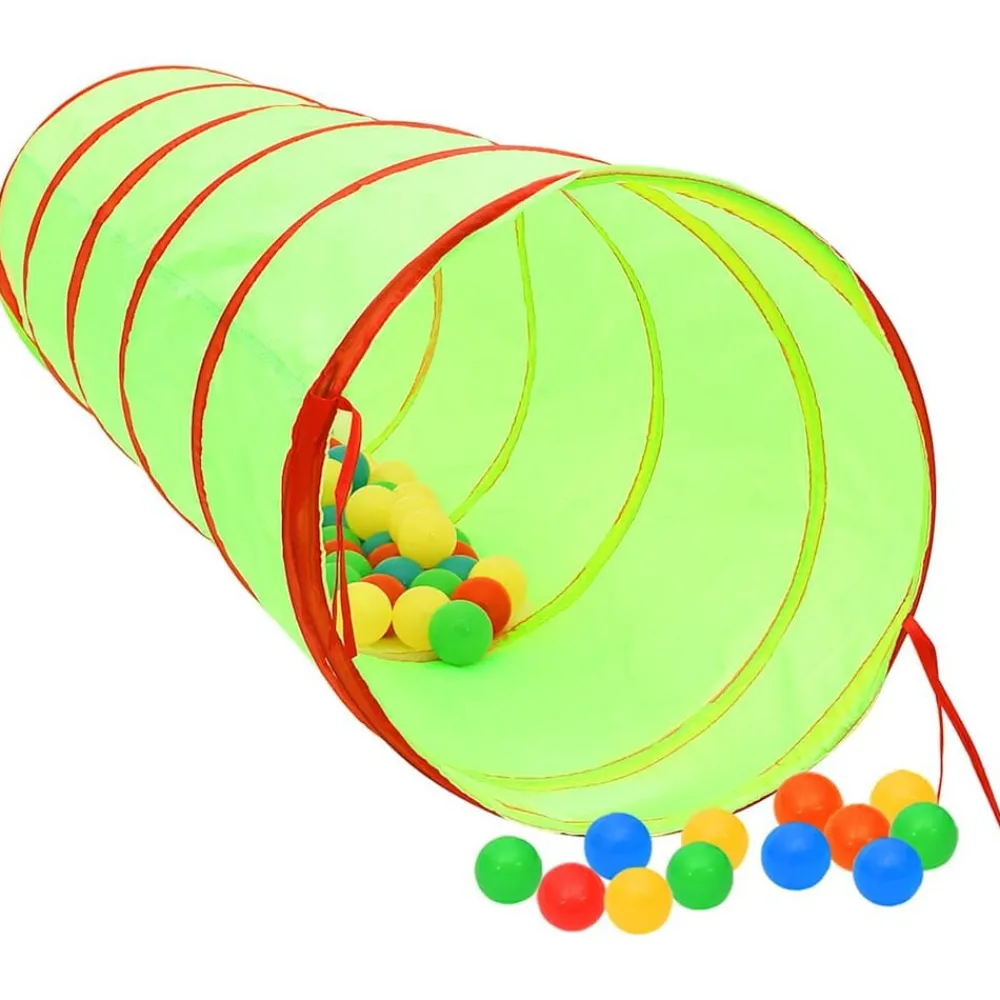 Jeux De Plein Air-vidaXL Tunnel de jeu pour enfants avec 250 balles Vert 175cm Polyester Multicolore
