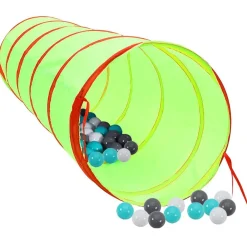 Jeux De Plein Air-vidaXL Tunnel de jeu pour enfants avec 250 balles Vert 175cm Polyester Multicolore 1