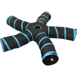 Jeux De Plein Air-vidaXL Tunnel pour chats à 5 voies Noir et bleu 25 cm Polyester