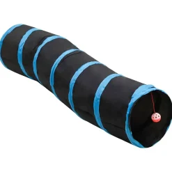 Jeux De Plein Air-vidaXL Tunnel pour chats en forme de S Noir et bleu 122 cm Polyester