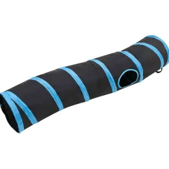 Jeux De Plein Air-vidaXL Tunnel pour chats en forme de S Noir et bleu 122 cm Polyester