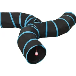 Jeux De Plein Air-vidaXL Tunnel pour chats à 3 voies Noir et bleu 25 cm Polyester