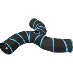 Jeux De Plein Air-vidaXL Tunnel pour chats à 3 voies Noir et bleu 25 cm Polyester