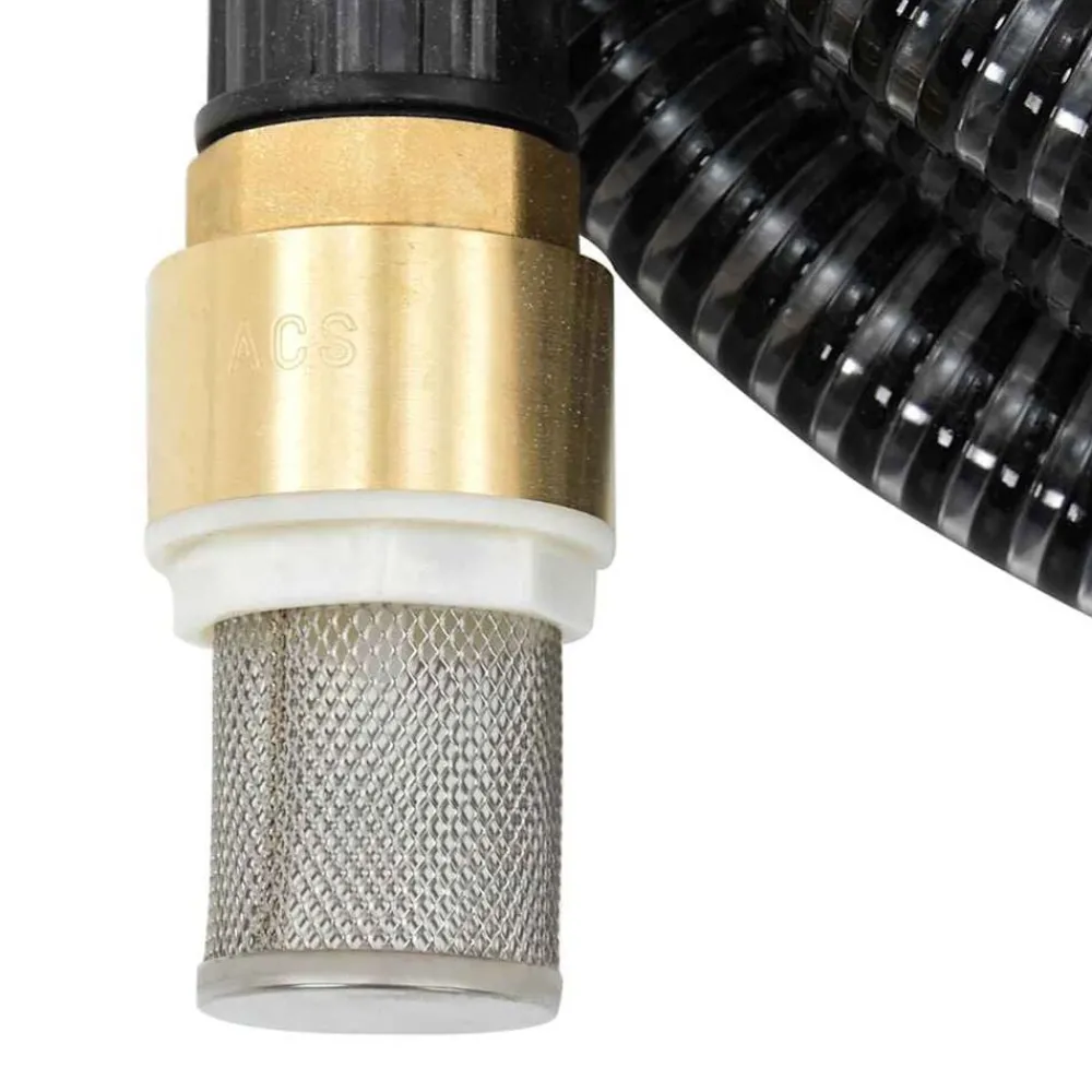 Pelouses & Jardins-vidaXL Tuyau d'aspiration avec raccords en laiton 1,1" 3 m PVC Noir
