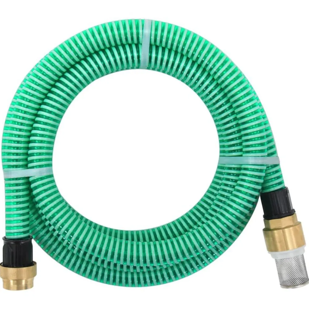 Pelouses & Jardins-vidaXL Tuyau d'aspiration avec raccords en laiton 1,1" 3 m PVC Vert