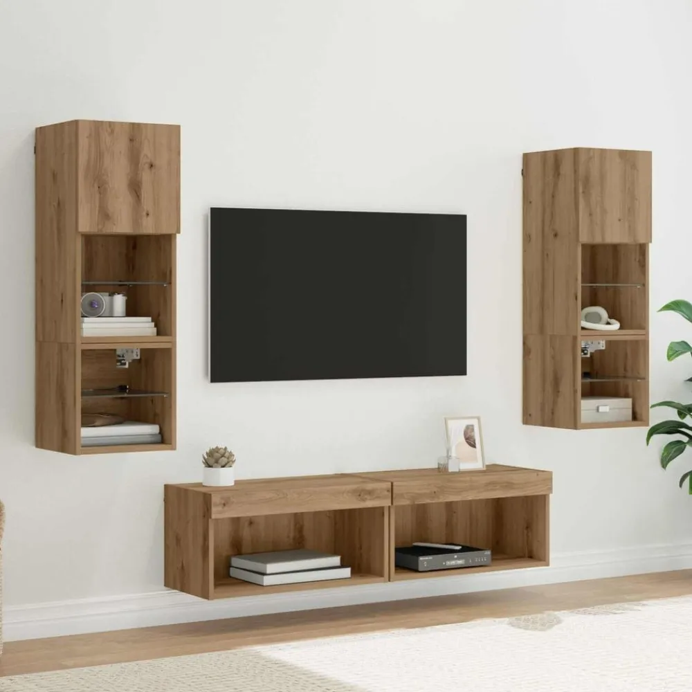 Meubles Tv-vidaXL Unité murale de TV 6 pcs Chêne artisanal Bois d'ingénierie chêne artisanal