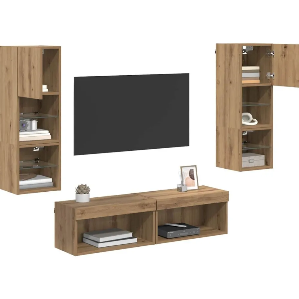 Meubles Tv-vidaXL Unité murale de TV 6 pcs Chêne artisanal Bois d'ingénierie chêne artisanal