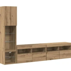 Meubles Tv-vidaXL Unité murale de TV 4 pcs Chêne artisanal Bois d'ingénierie chêne artisanal