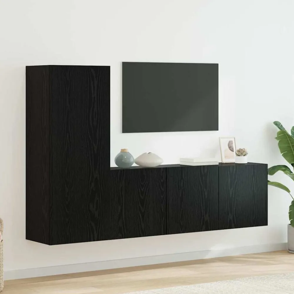 Meubles Tv-vidaXL Unité murale de TV 5 pcs Chêne noir Bois d'ingénierie