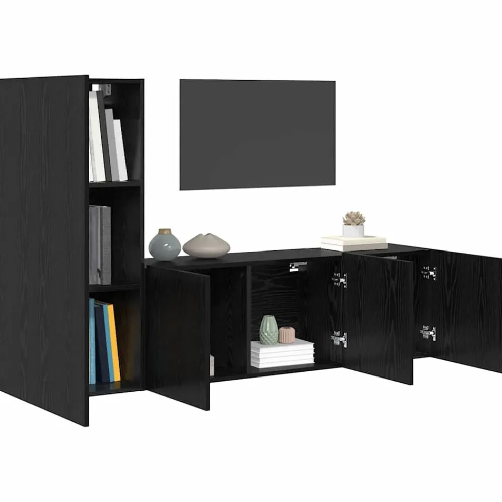 Meubles Tv-vidaXL Unité murale de TV 5 pcs Chêne noir Bois d'ingénierie