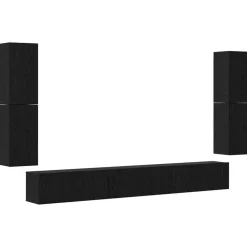Meubles Tv-vidaXL Unites TV Montage mural 4 pcs Chêne noir Bois d'ingénierie Chêne noir