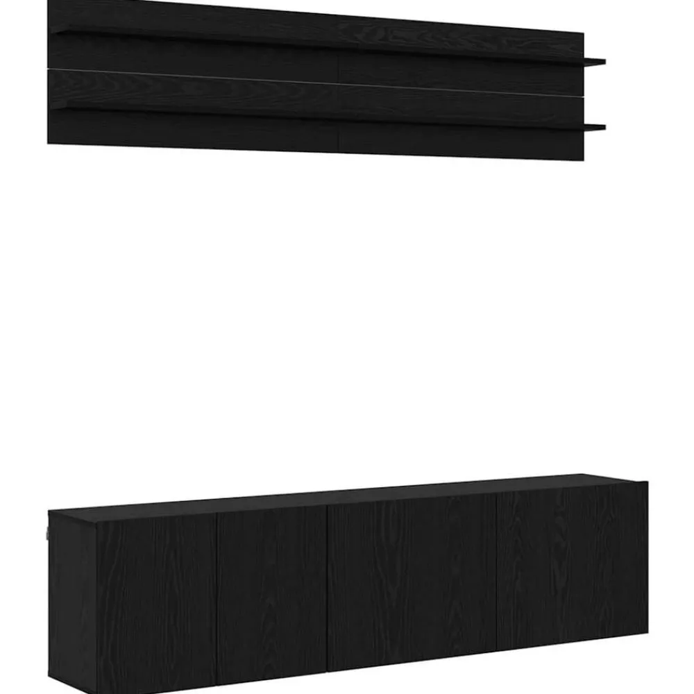 Meubles Tv-vidaXL Unites TV Montage mural 6 pcs Chêne noir Bois d'ingénierie Chêne noir