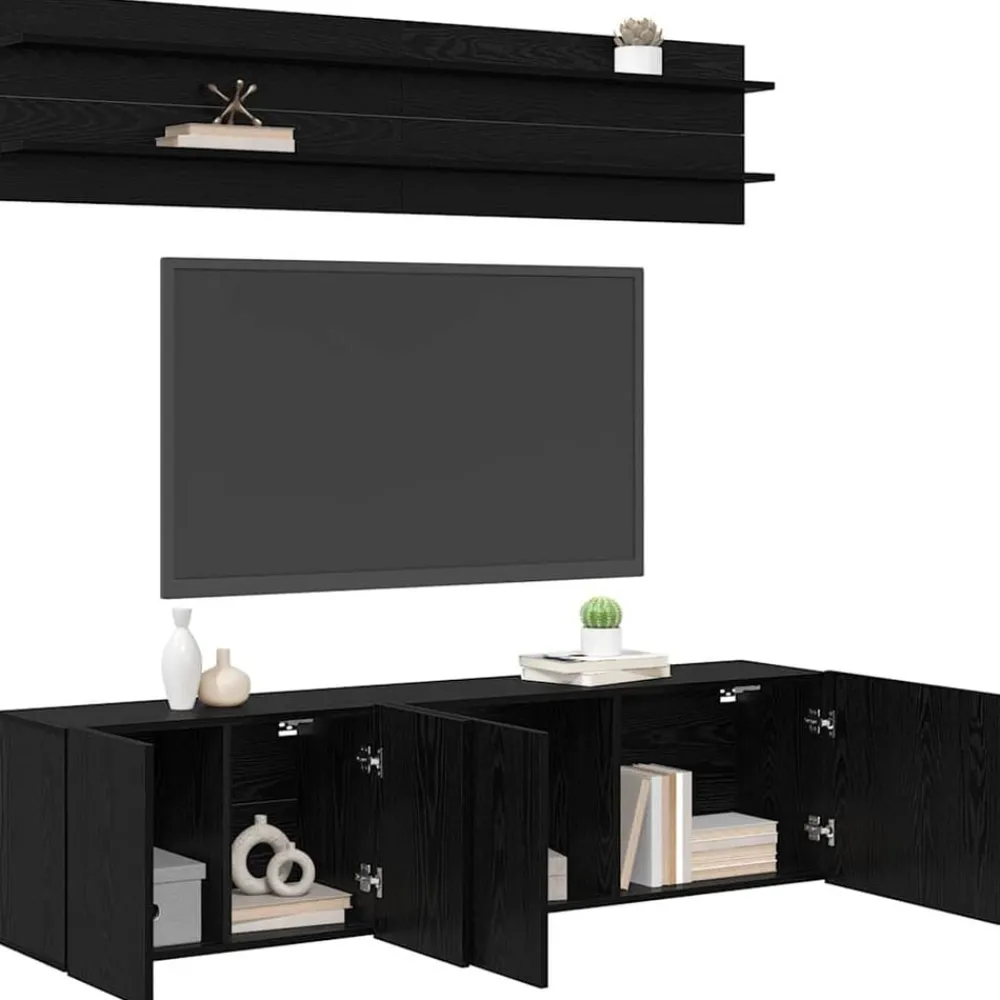 Meubles Tv-vidaXL Unites TV Montage mural 6 pcs Chêne noir Bois d'ingénierie Chêne noir