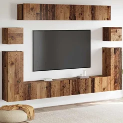 Meubles Tv-vidaXL Unites TV Montage mural 4 pcs Bois d'ingénierie Bois ancien