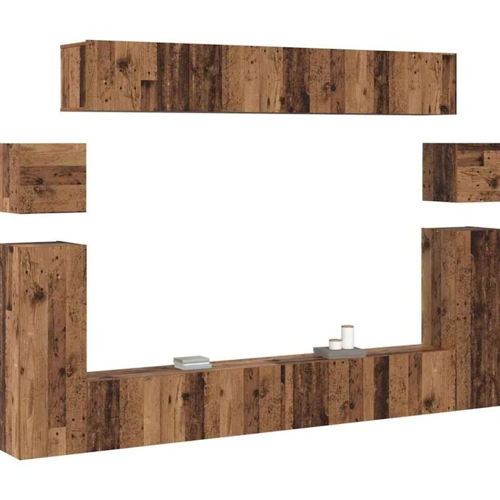 Meubles Tv-vidaXL Unites TV Montage mural 4 pcs Bois d'ingénierie Bois ancien