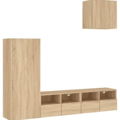 Meubles Tv-vidaXL Unités murales TV 4 pcs chêne sonoma bois d'ingénierie Chêne sonoma