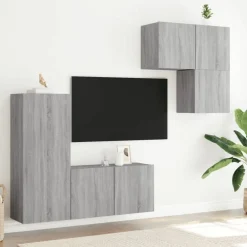 Meubles Tv-vidaXL Unités murales TV 4 pcs bois d'ingénierie Sonoma gris