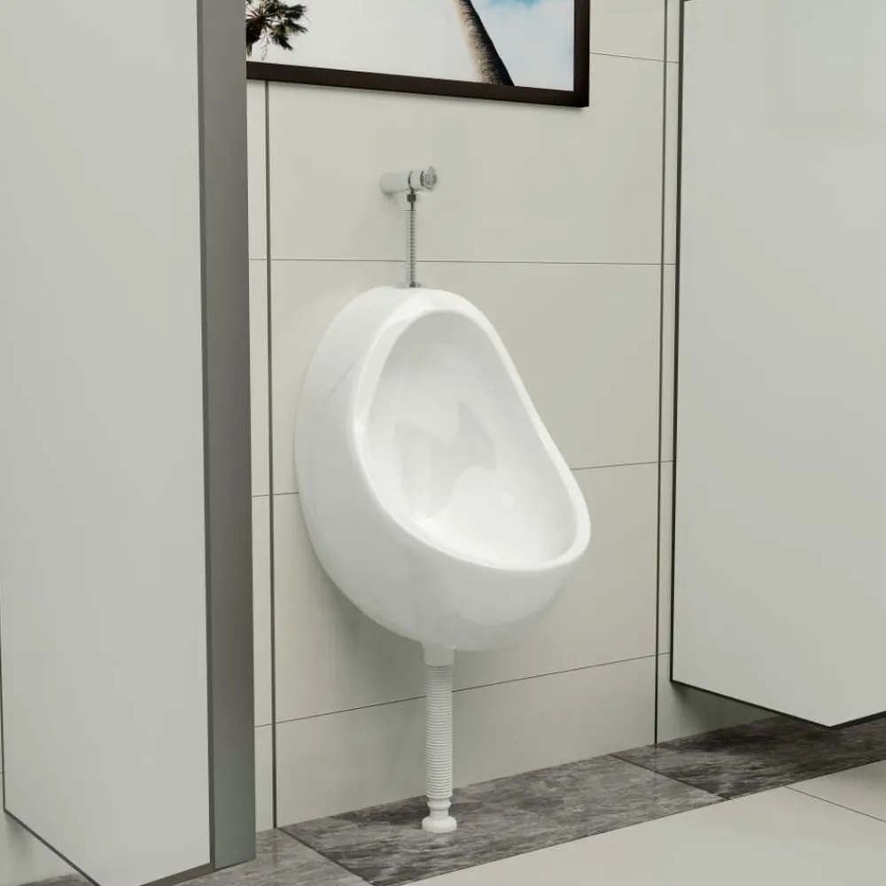 vidaXL Urinoir suspendu avec valve de chasse d'eau Céramique