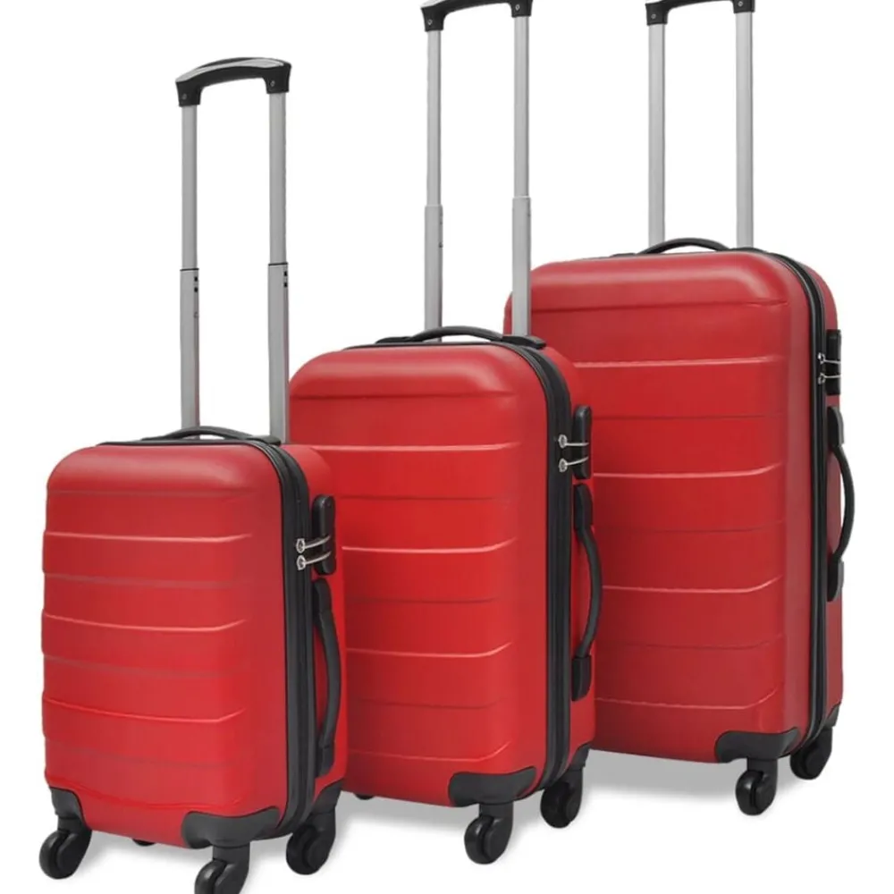 Bagages & Maroquinerie-vidaXL Valise rigide 3 pièces 45,5/55/66 cm Rouge