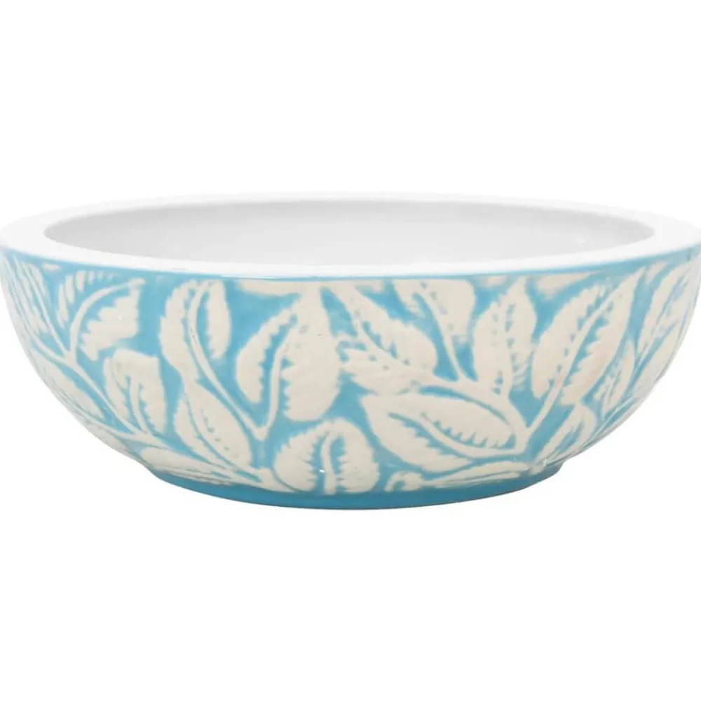 Plomberie-vidaXL Vasque à poser blanc et bleu rond Φ41x14 cm céramique Bleu clair