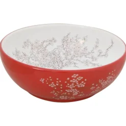 Plomberie-vidaXL Vasque à poser rond Φ41x14 cm céramique blanc et rouge