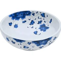 vidaXL Vasque à poser blanc et bleu rond Φ41x14 cm céramique