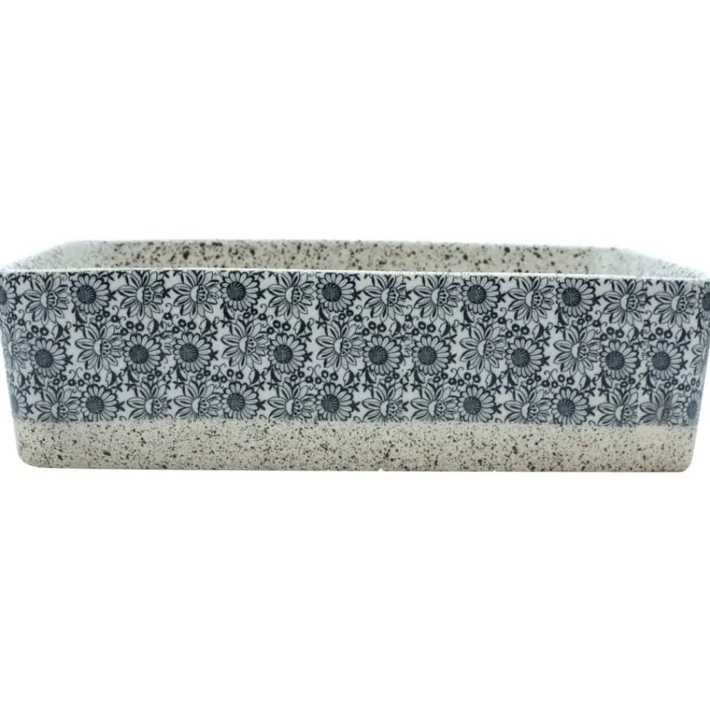 vidaXL Vasque à poser gris/bleu rectangulaire 46x35,5x13 cm céramique