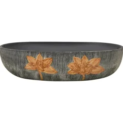 vidaXL Vasque à poser gris et noir ovale 59x40x14 cm céramique