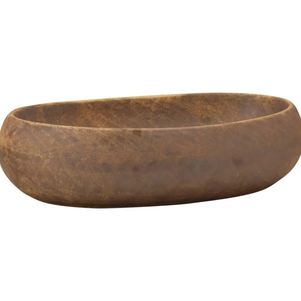 Plomberie-vidaXL Vasque à poser ovale 59x40x15 cm céramique Marron