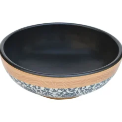 Plomberie-vidaXL Vasque à poser multicolore rond Φ41x14 cm céramique Marron et noir