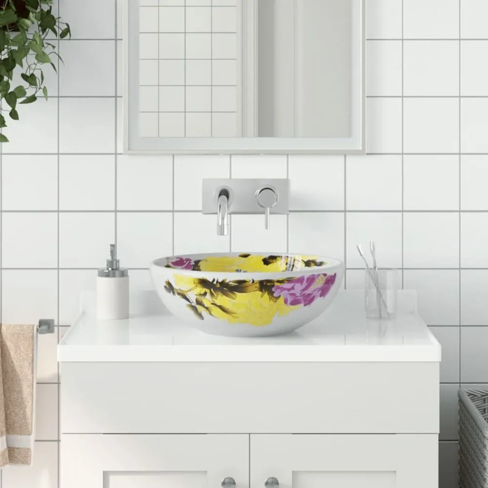 vidaXL Vasque à poser multicolore rond Φ41x14 cm céramique