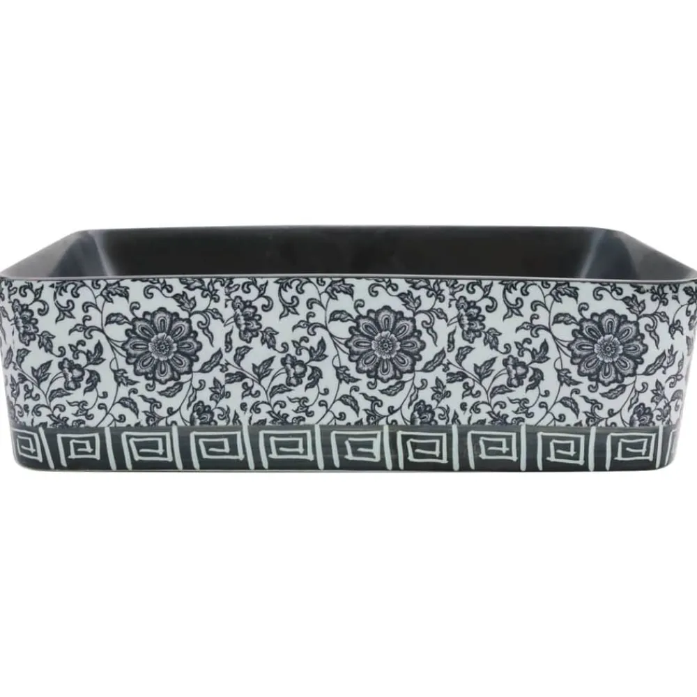 vidaXL Vasque à poser noir/bleu rectangulaire 46x35,5x13 cm céramique