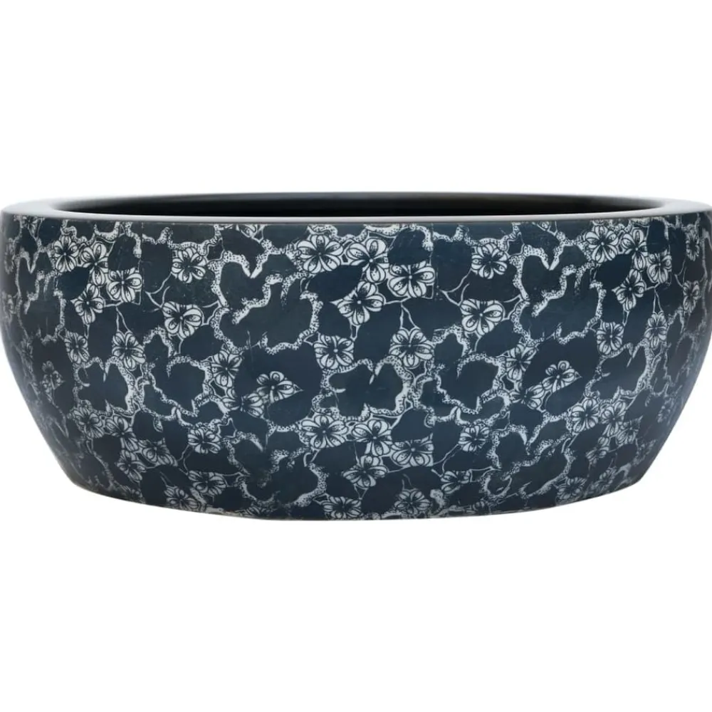 vidaXL Vasque à poser noir et bleu rond Φ41x14 cm céramique