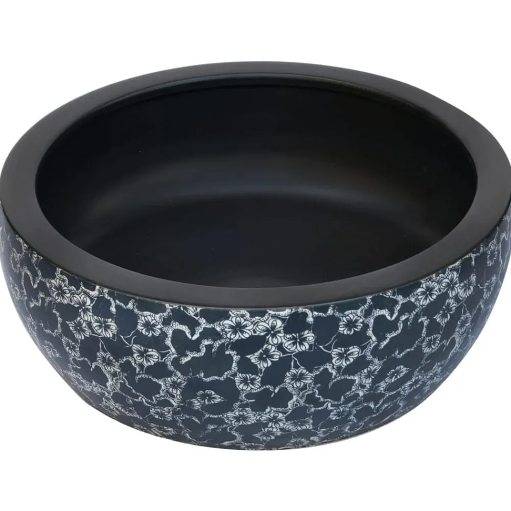 vidaXL Vasque à poser noir et bleu rond Φ41x14 cm céramique