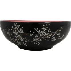 Plomberie-vidaXL Vasque à poser rond Φ41x14 cm céramique noir et rouge