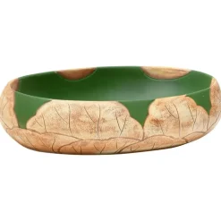 vidaXL Vasque à poser vert et marron ovale 59x40x15 cm céramique