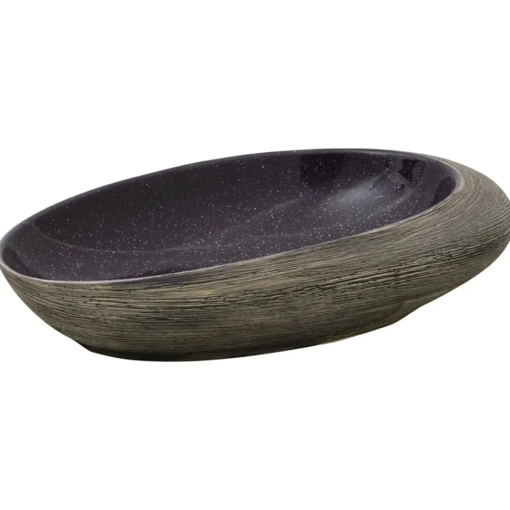 vidaXL Vasque à poser et gris ovale 59x40x14 cm céramique