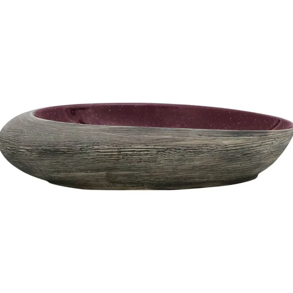 vidaXL Vasque à poser et gris ovale 59x40x14 cm céramique