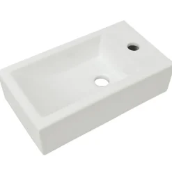 Plomberie-vidaXL Vasque + trou de robinet Céramique 46 x 25,5 x 12 cm Blanc