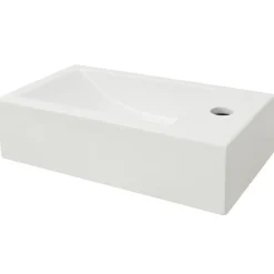 Plomberie-vidaXL Vasque + trou de robinet Céramique 46 x 25,5 x 12 cm Blanc