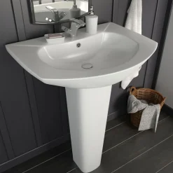 vidaXL Vasque autoportant avec socle Céramique Blanc 650x520x200 mm