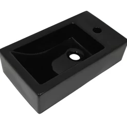 Plomberie-vidaXL Vasque avec trou de robinet Céramique 46 x 25,5 x 12 cm Noir