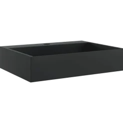 Plomberie-vidaXL Vasque 50x38x11 cm fonte minérale/marbre mat Noir