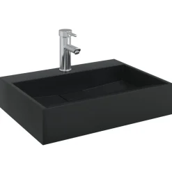 Plomberie-vidaXL Vasque 50x38x11 cm fonte minérale/marbre mat Noir
