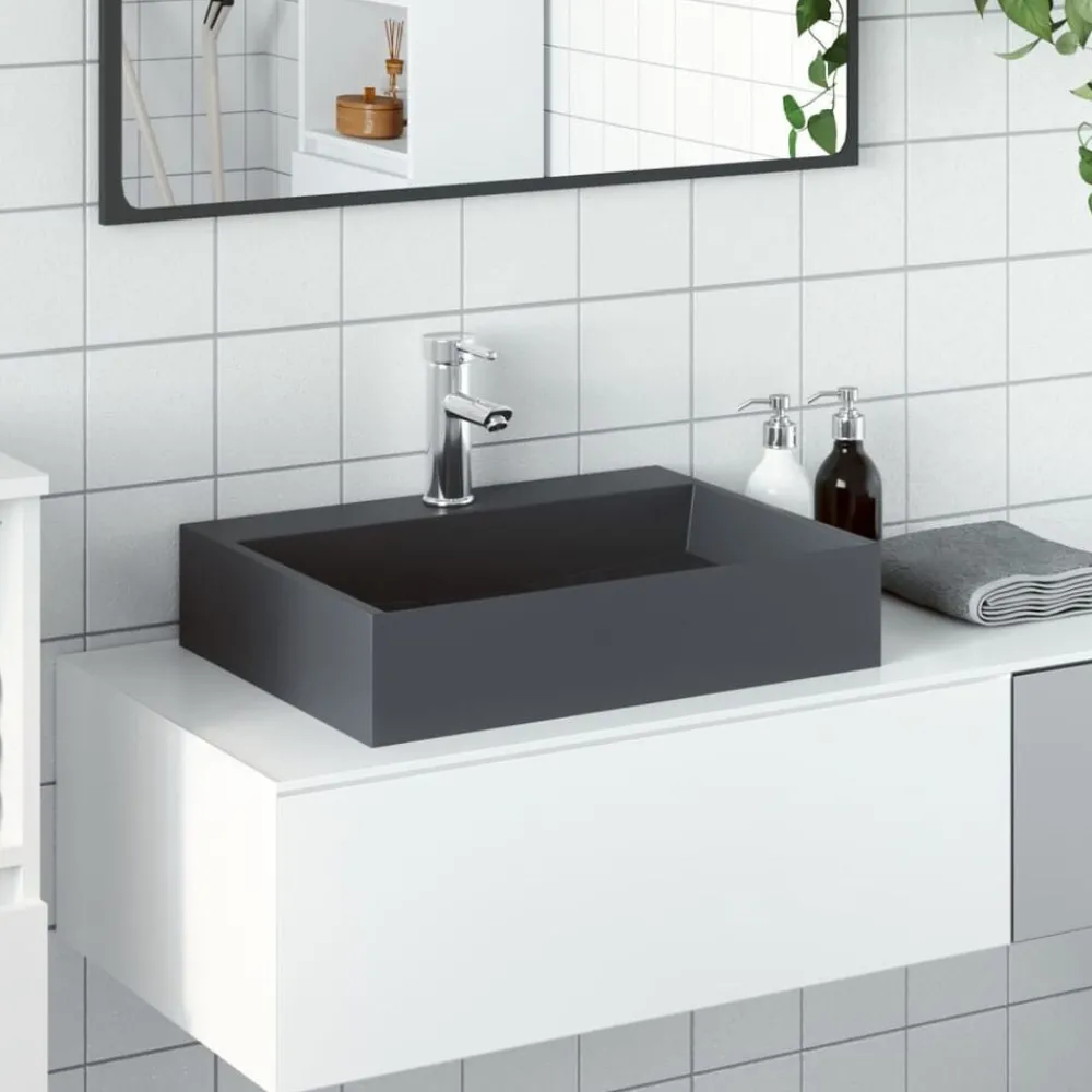 vidaXL Vasque 50x38x11 cm fonte minérale/marbre